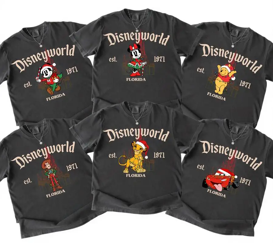 Vintage Disneyworld Family Christmas Comfort Colors Shirt, Disneyland Christmas, Disneyland Florida Holiday Trip, Walt Disneyworld Character