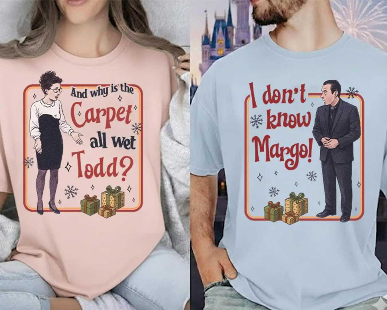 National Lampoon Christmas Vacation Shirt I Don't Know Margo Why Is The Carpet All Wet Todd Tee Christmas Vacation Couple Matching Tee 02