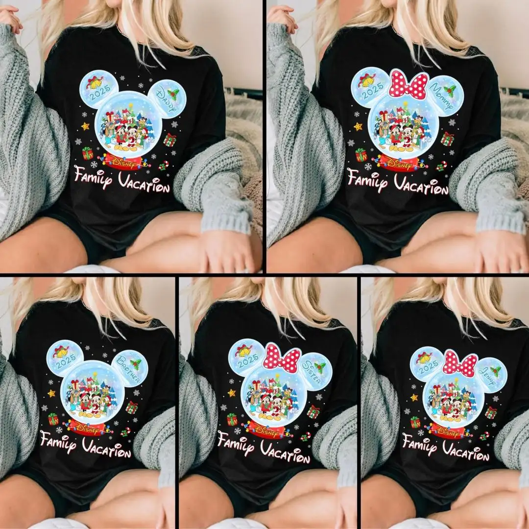 Personalized Disneyland Family Vacation Christmas Shirts Custom Disneyland Christmas Trip 2025 Tee Family Matching Xmas Tee Disneyword 2026