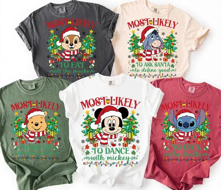 Personalized All Characters Most Likely To Disneyland Christmas Shirt Family Matching Christmas Tee Disneyland Christmas Party Shirt