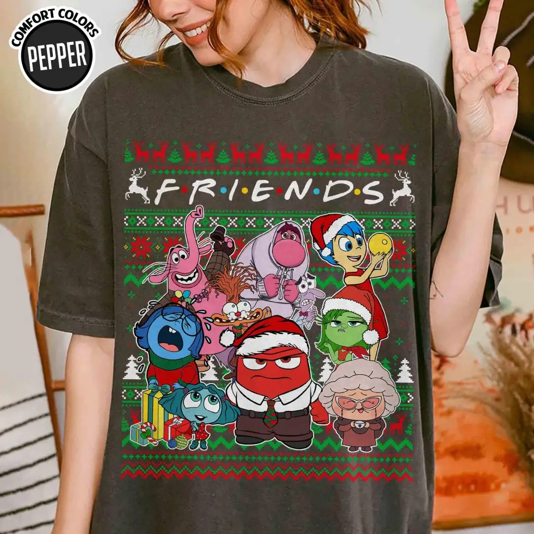 Inside Out 2 Movie Christmas Shirt Inside Out Group Party Shirt It's Okay To Feel All The Feels Tee Disneyland Family Matching Christmas Tee