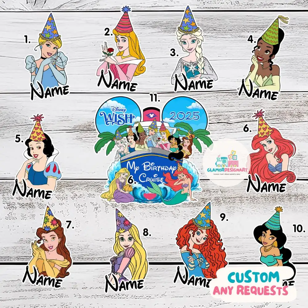 Personalized Disney Princess Birthday Cruise Shirt for Girls