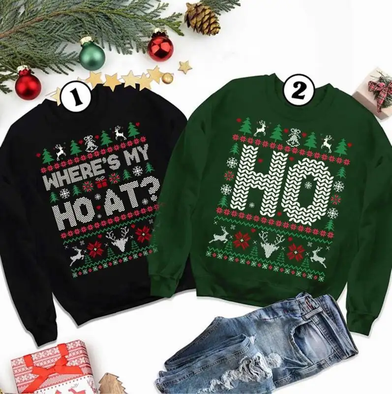 Where's My Ho At Matching Ugly Christmas Sweater, Couples Ugly Christmas Sweatshirt, Funny Couples Christmas Sweatshirt, Xmas Holiday Shirt