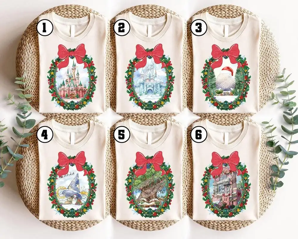 Comfort Colors Walt DisneyWorld Christmas Coquette Bow Shirt, Disneyland Family Holiday Vacation Trip, Mickey's Very Merry Christmas Party