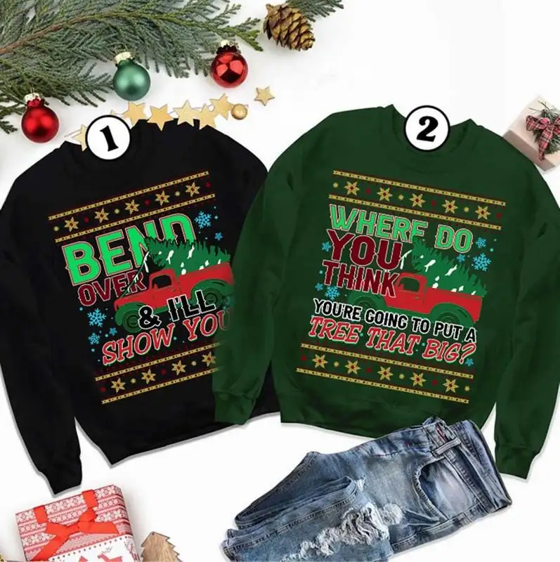 Bend Over And I'll Show You Christmas Couple Matching Comfort Colors Shirt, Christmas Tree Shirt, Griswold Family Shirts, Christmas Vacation