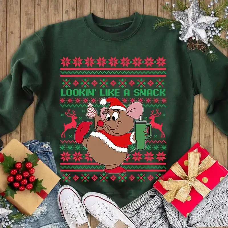 Comfort Colors Gus Gus Christmas Shirt, Looking Like A Snack Ugly Christmas Shirt, Disneyland Christmas Santa Gus Gus Shirt, Disneyland Trip