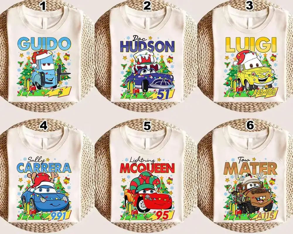Comfort Colors Disneyland Cars Christmas Shirt, Pixars Cars Family Christmas Shirt, Xmas Party, Lightning Mcqueen Mater Hudson Christmas Tee