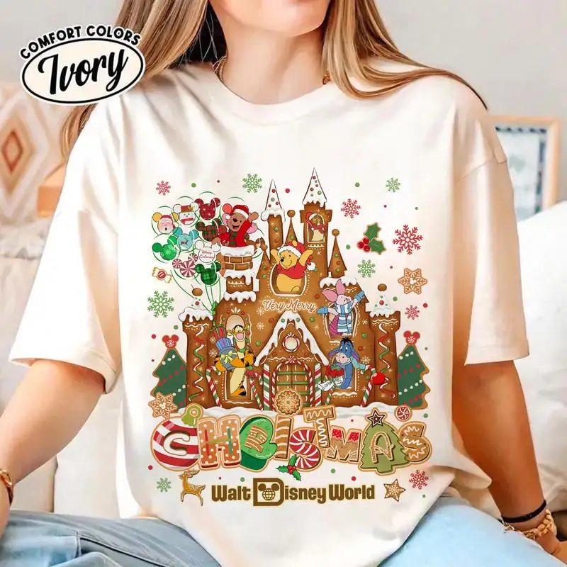 Pooh And Friends Very Merry Christmas Party 2025 Gingerbread Shirt Winnie The Pooh Xmas Tee Disneyland Vacation Shirt Family Matching Tee 01