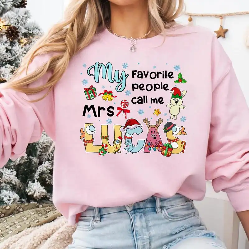 Personalized My Favorite People Call Me Teacher Christmas Shirt, Teacher Christmas Shirt, XMas Teacher Tee 01, Custom Children Books Shirt