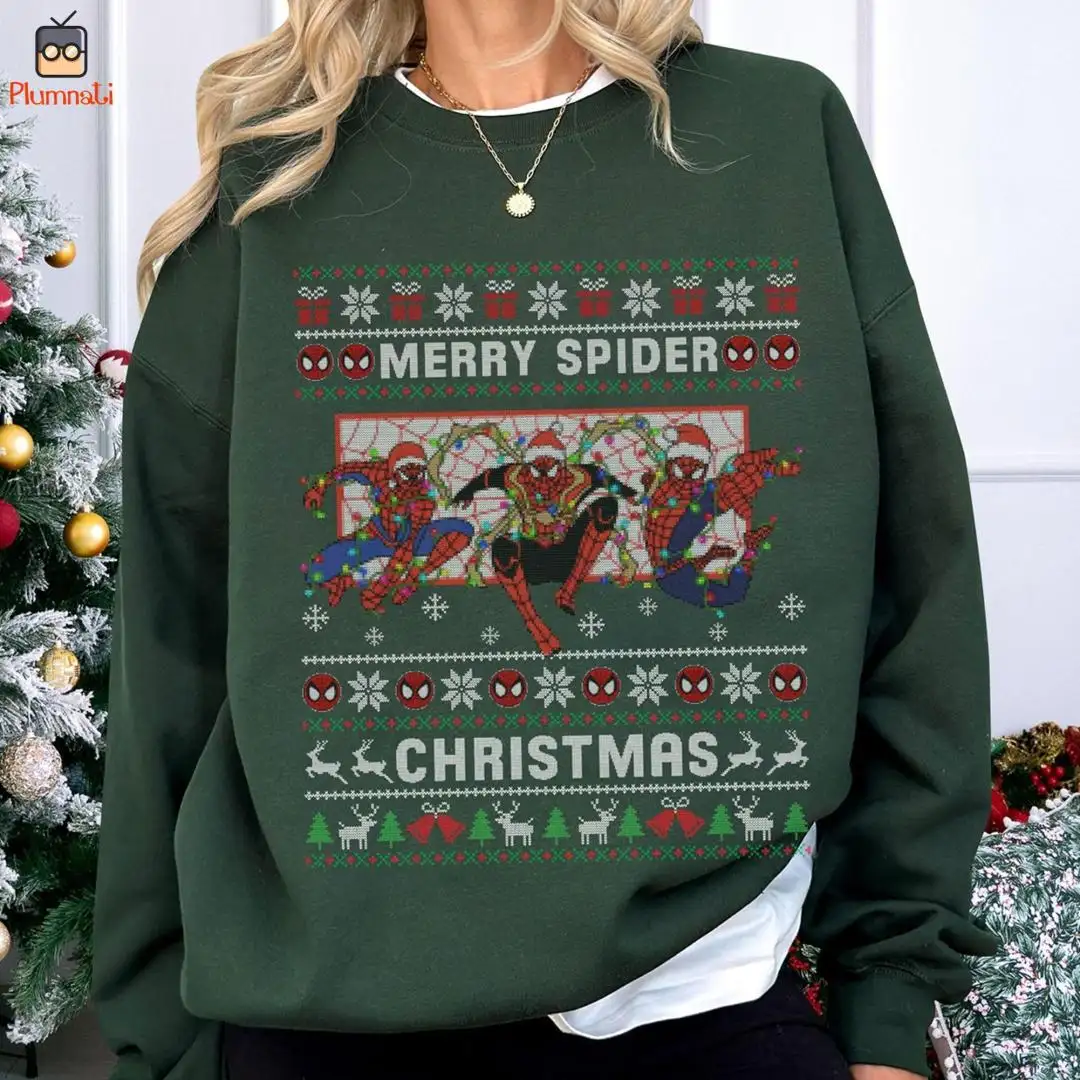 Spider Man Ugly Christmas Sweatshirt, Superhero Christmas Shirt, Spiderman Merry Christmas Shirt, SpiderMan Across The Spider-Verse Shirt