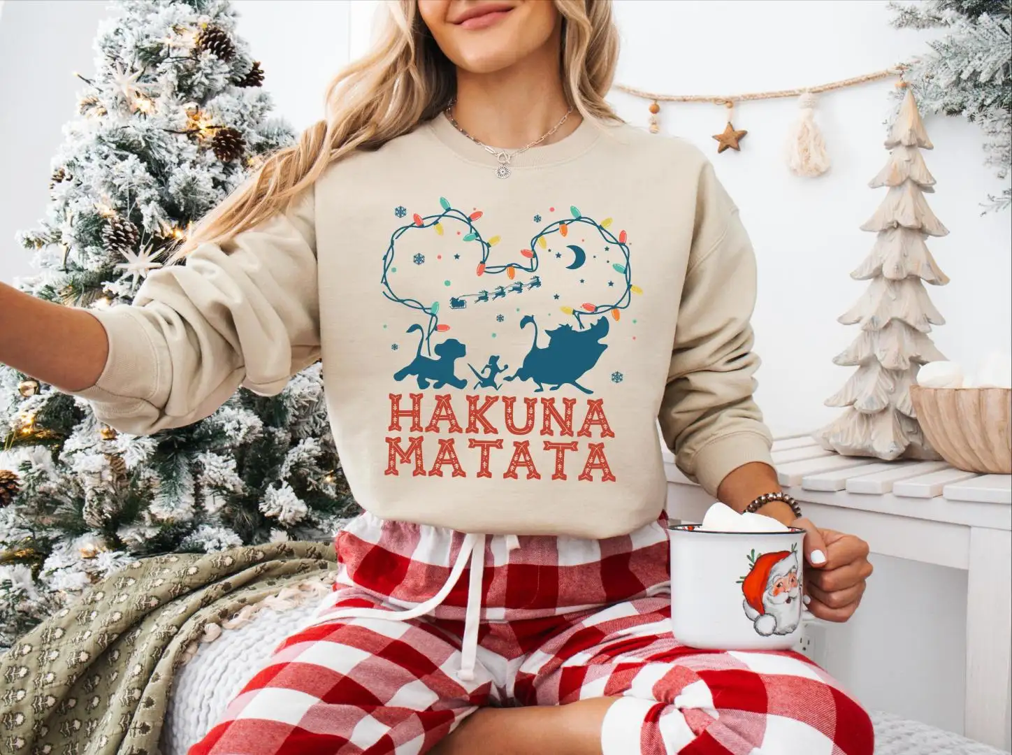 Hakuna Matata Sweatshirt, Simba Timon Pumbaa Merry Christmas Tee, Disneyland Family Matching Sweater, Christmas The Lion King Shirt