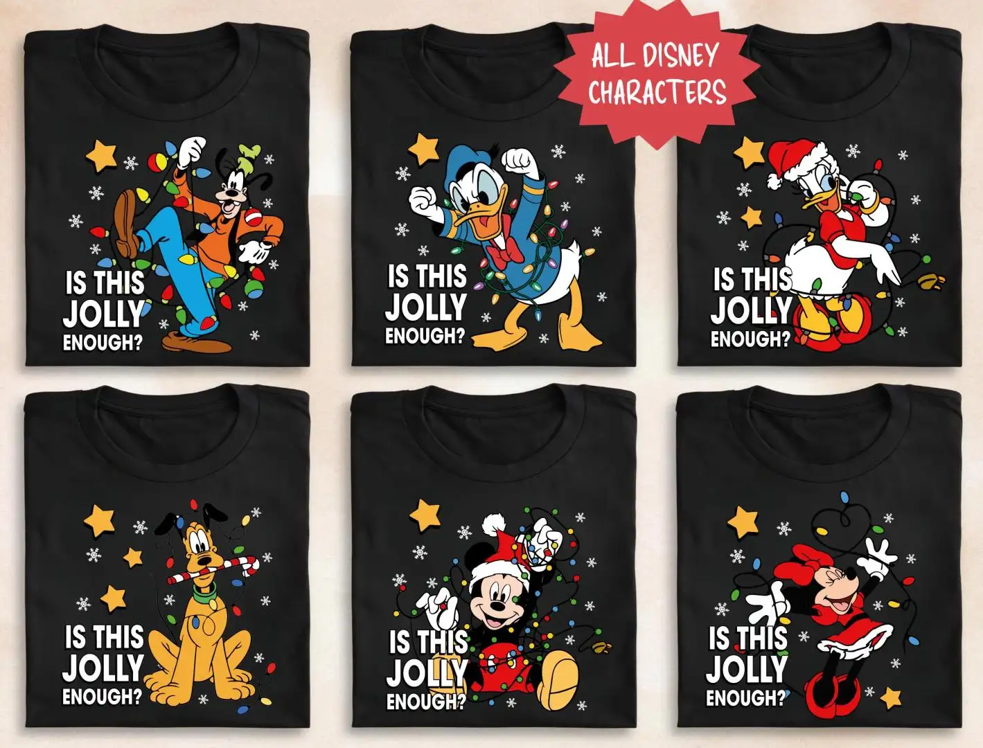 Is This Jolly Enough Disney All Characters Christmas Shirt, Disney Donald Duck Xmas, Christmas Family Trip Sweater, Disney Christmas Party