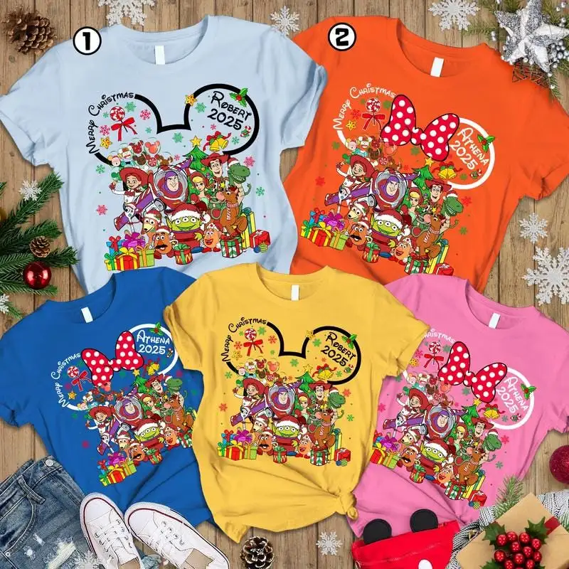 Personalized Disneyland 2025 Christmas Shirt, Disneyland Family Xmas Tee, Mickey Very Merry Christmas Tee, Custom Toy Story Christmas Shirt