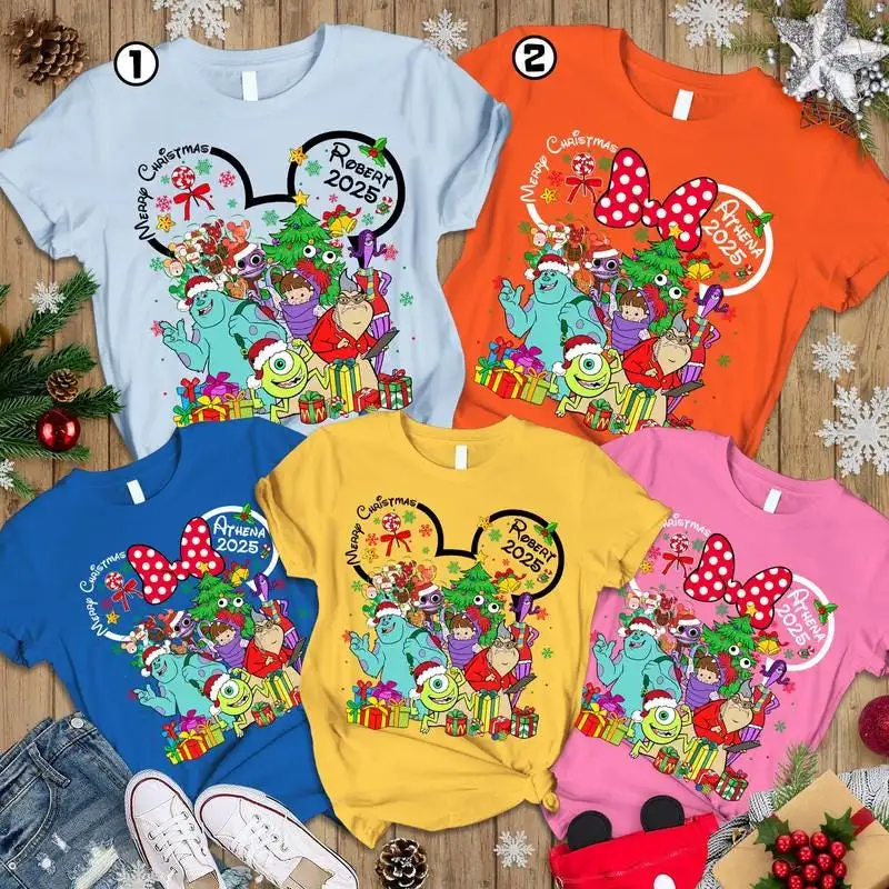Personalized Disneyland 2025 Christmas Shirt Custom Monsters Inc Christmas Shirt Mickey Very Merry Christmas Tee Family Xmas Shirt 07