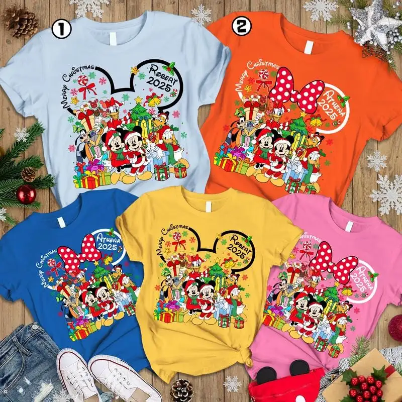 Personalized Disneyland 2025 Christmas Shirt Custom Mickey and Friends Christmas Shirt Mickey Very Merry Christmas Tee Family Xmas Shirt 01