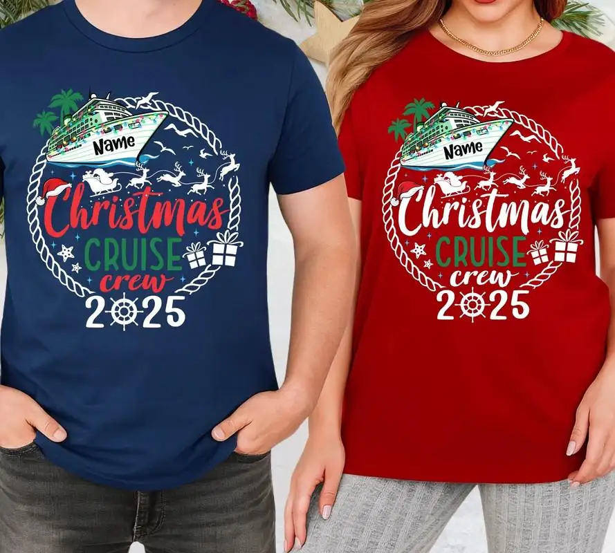Personalized Christmas Cruise Crew 2025 Shirt Family Cruise Crew Christmas Tee Matching Christmas Cruise Shirts Christmas Vacation Trip 03
