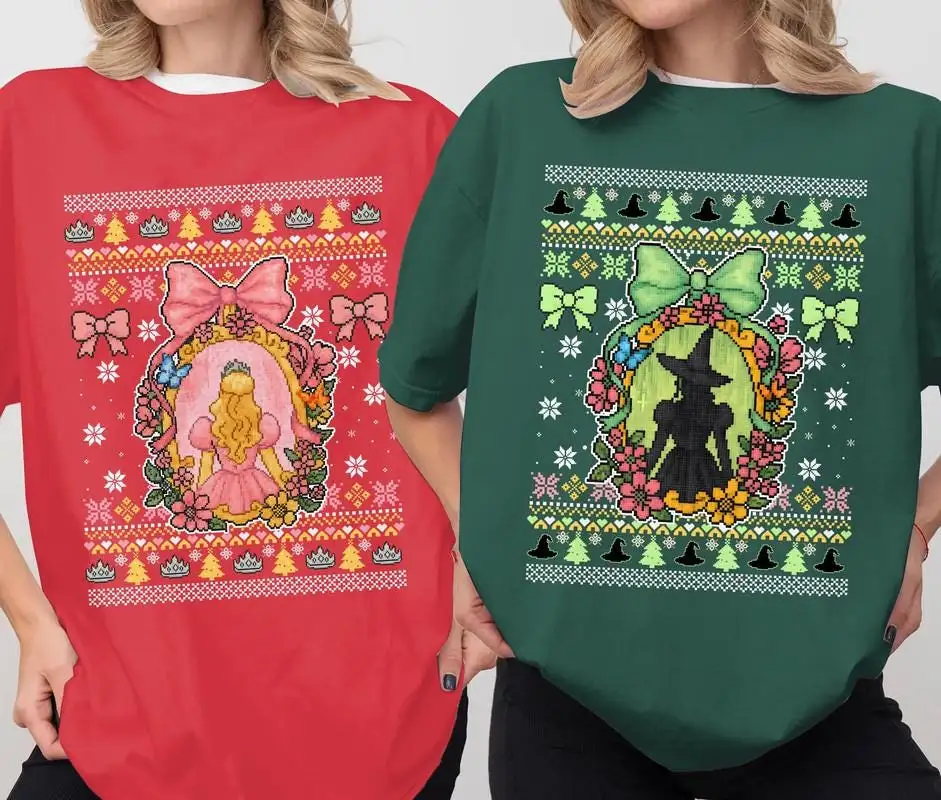 Coquette Bows Wicked Christmas Shirt Glinda And Elphaba Christmas Shirt Wicked For Good Wicked Sweatshirt Matching Christmas Xmas Gift 01