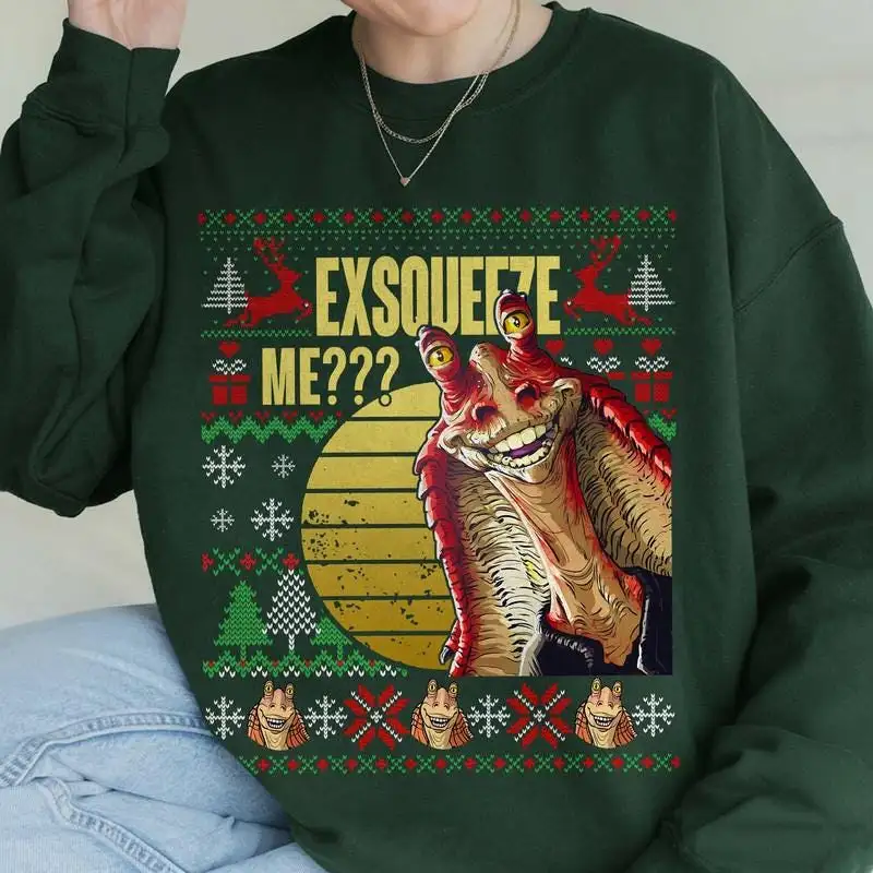 Starwars Jar Jar Ugly Christmas Shirt Exsqueeze Me Shirt Jar Jar Binks Christmas Sweatshirt Starwars Christmas Tee Family Christmas Shirt 07