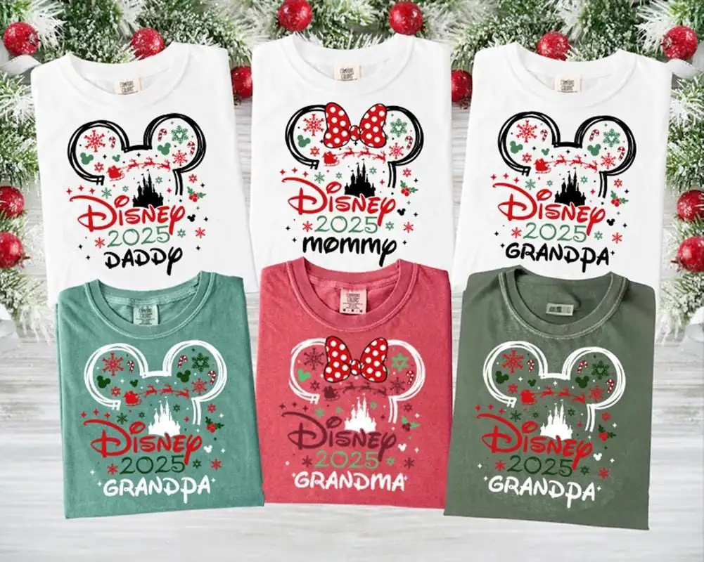 Personalized Disneyland 2025 Christmas Shirt Custom Disneyword Christmas Shirt Matching Family Disneyland Christmas Tee DisneyTrip 2026 Tee