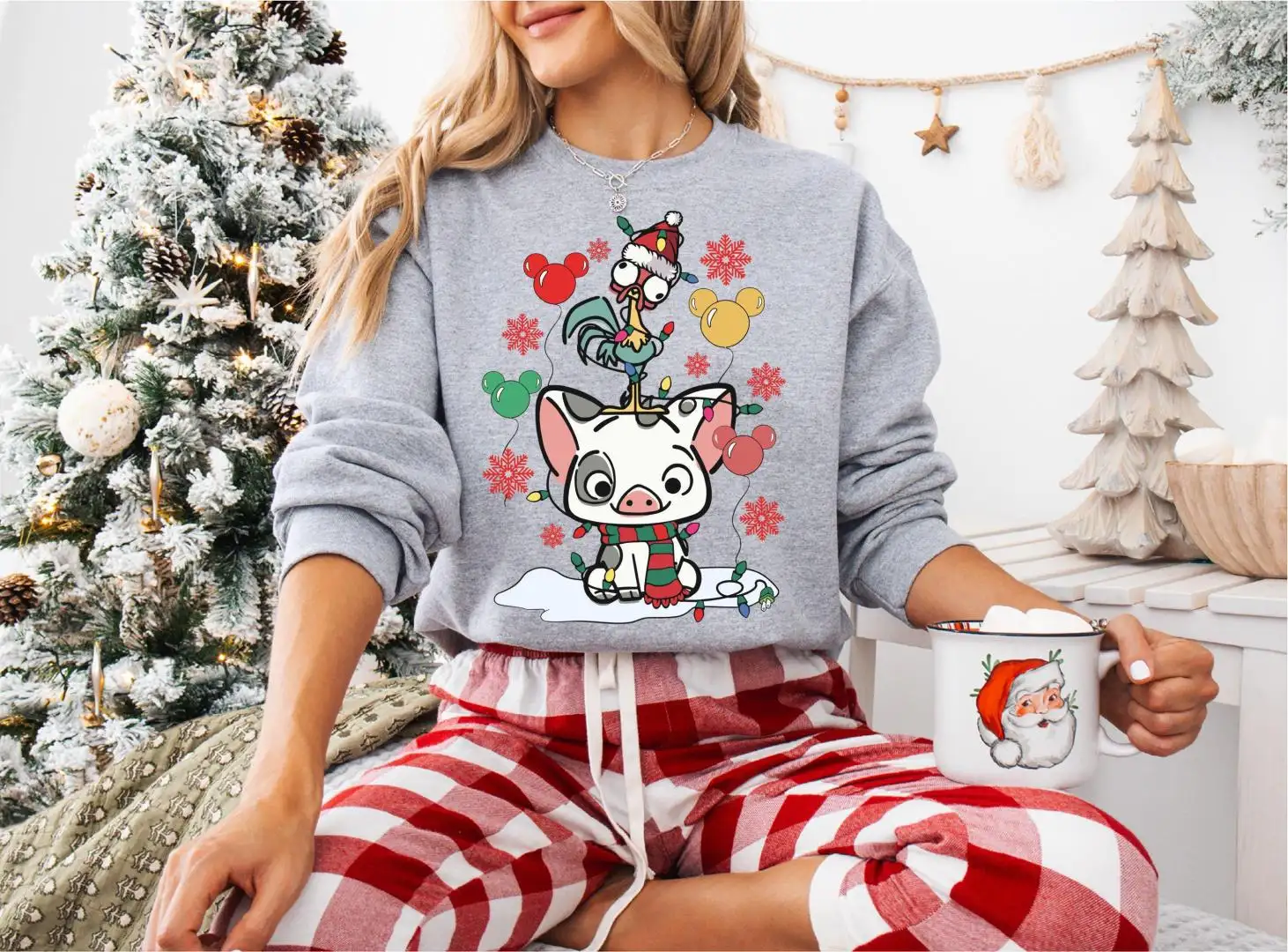 Disney Pua And Hei Hei Christmas Sweatshirt, Holiday Tee, Disneyland Family Vacation Christmas Shirt, Disney Moana Christmas Gift T-Shirt
