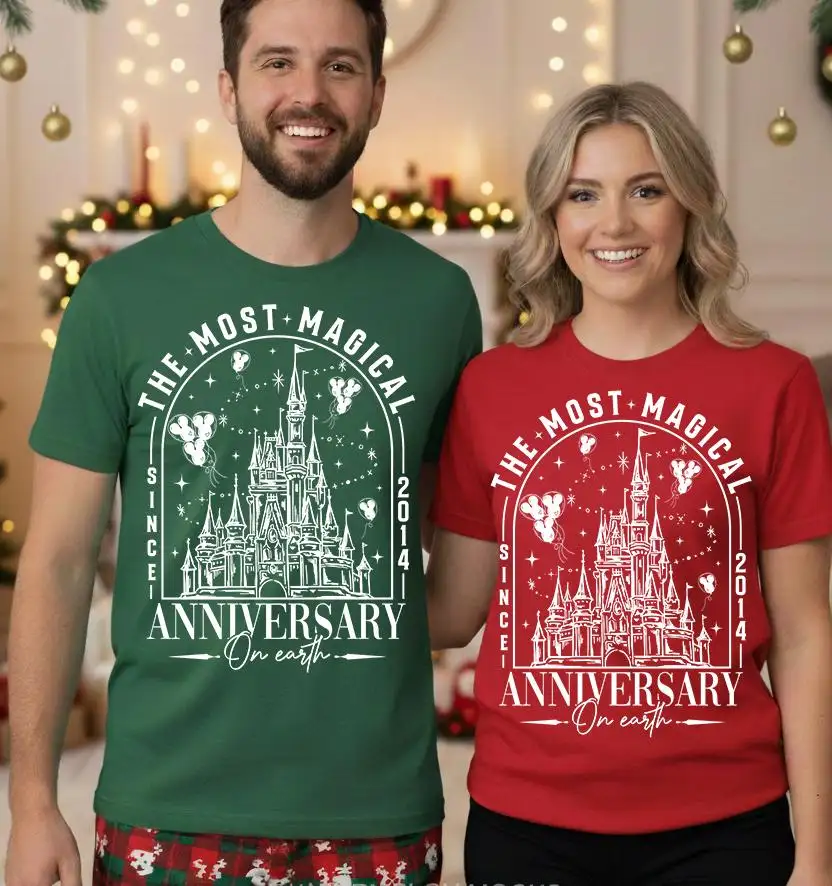 Disneyland Couple Magical Anniversary Christmas Shirt, Disneyland Christmas, Disneyworld Christmas Shirt, Couple Anniversary Matching Tee