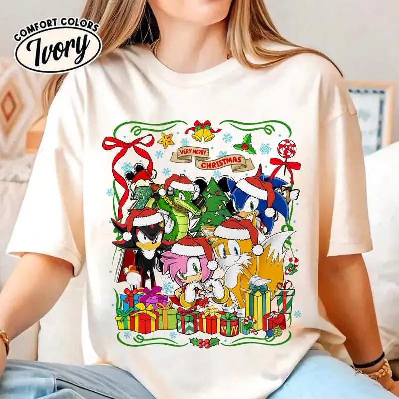 Sonic The Hedgehog Christmas Shirt, Disneyland Sonic Christmas Shirt, Sonic Christmas Family Shirts 17, Sonic Merry Christmas 2025 Shirt