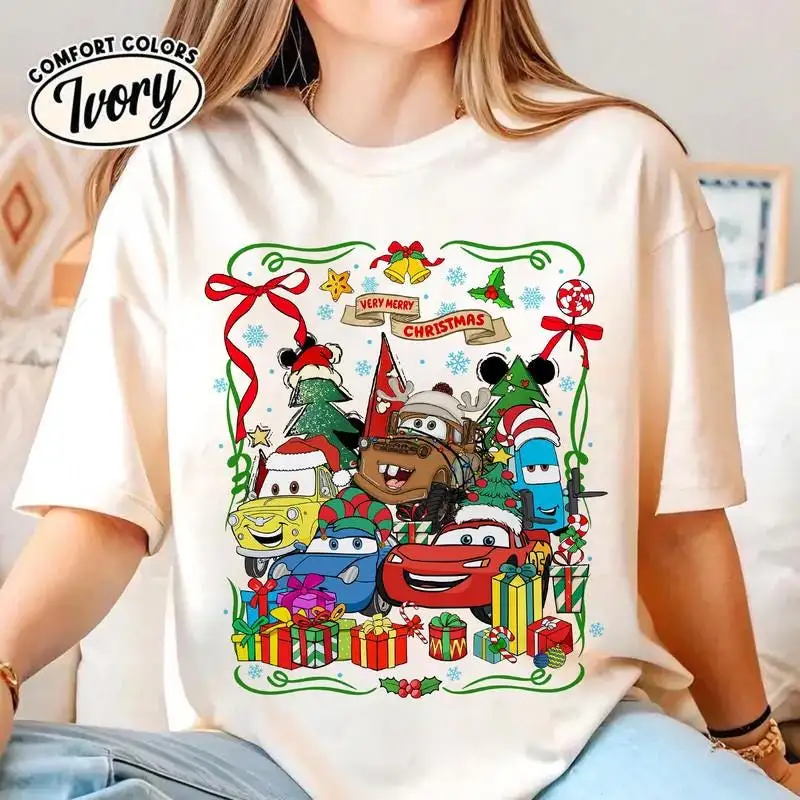 Disneyland Cars Very Merry Christmas Shirt Lightning Mcqueen Xmas Shirt Disneyland Christmas Light Tee Disneyland Family Matching Xmas Tee