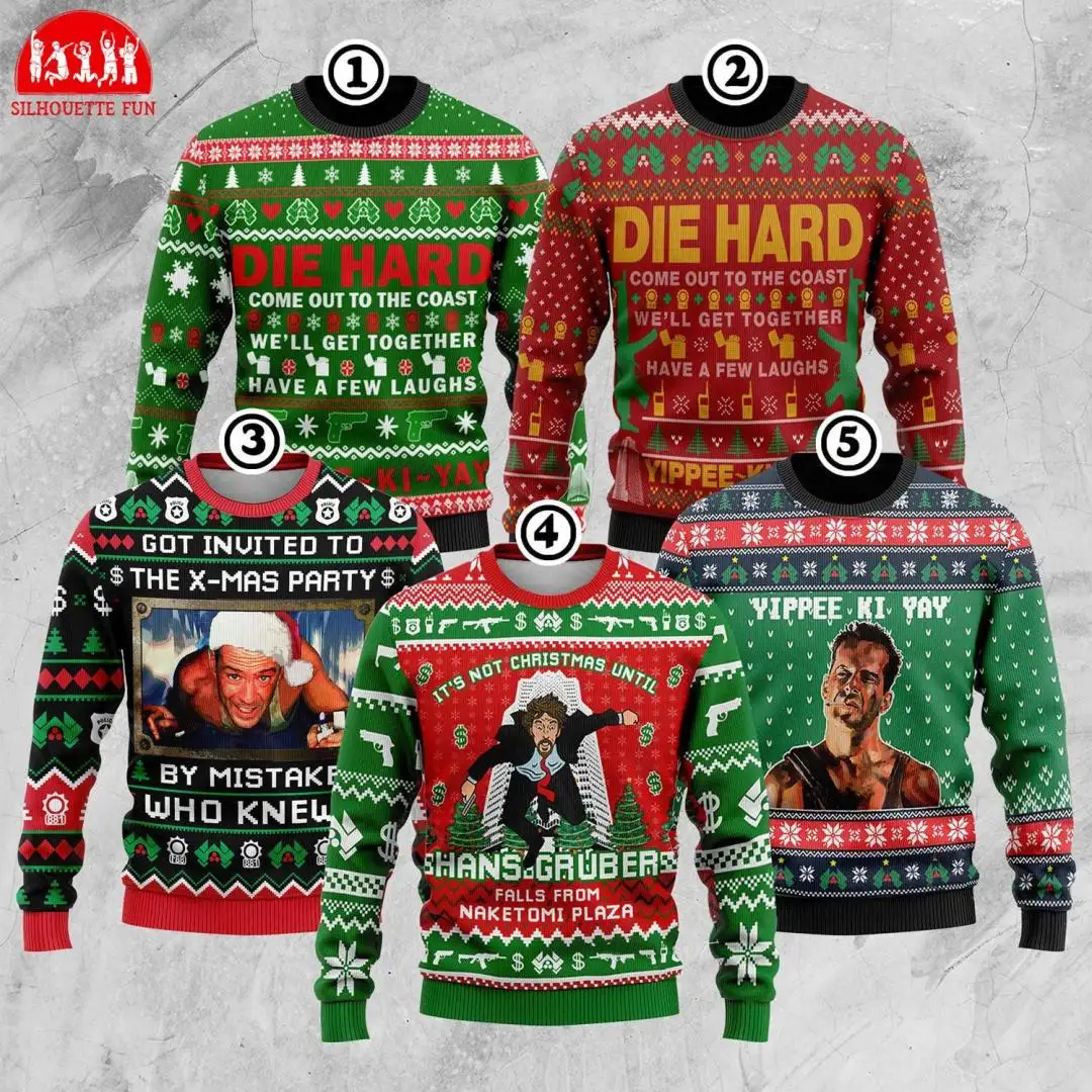 John Mcclane Die Hard Ugly Sweater, Nakatomi Plaza Sweater, Family Christmas Party, Christmas Movie, Funny Xmas Shirt, Yippee Ki Yay Sweater