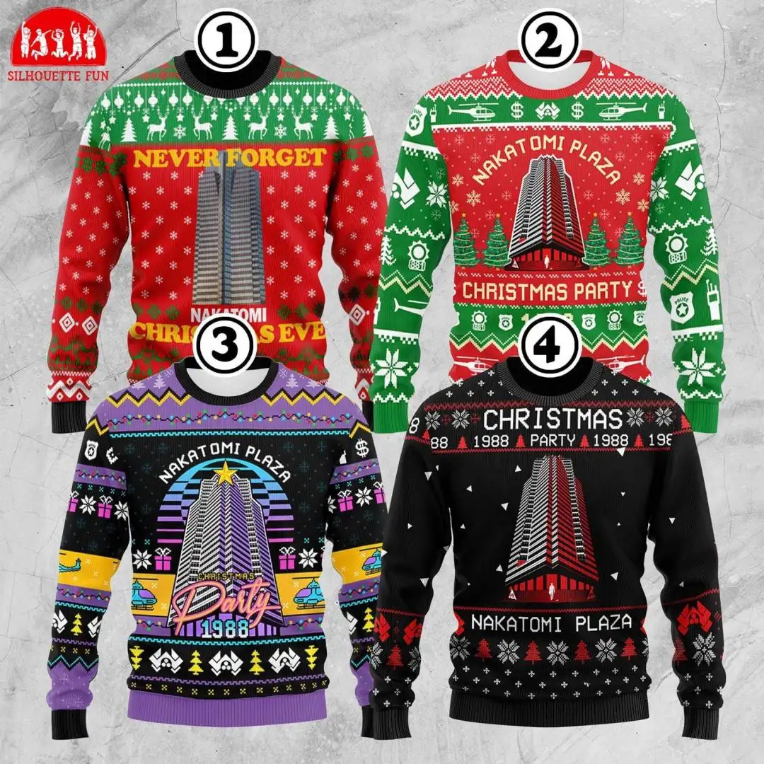 Die Hard Christmas Ugly Sweater, Nakatomi Plaza Ugly Sweater, John McClane Sweatshirt, Family Christmas Party, Christmas Movie Sweatshirt