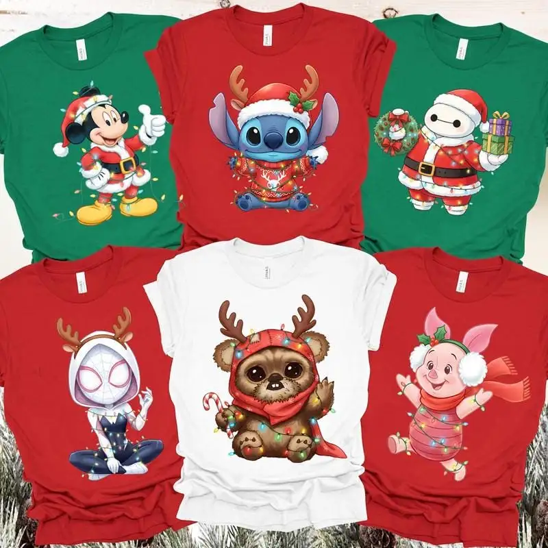 Comfort Colors Disneyland All Characters Santa Christmas Lights Shirt, Very Merry Christmas Holiday Shirt, Disneyworld Xmas Matching Tee
