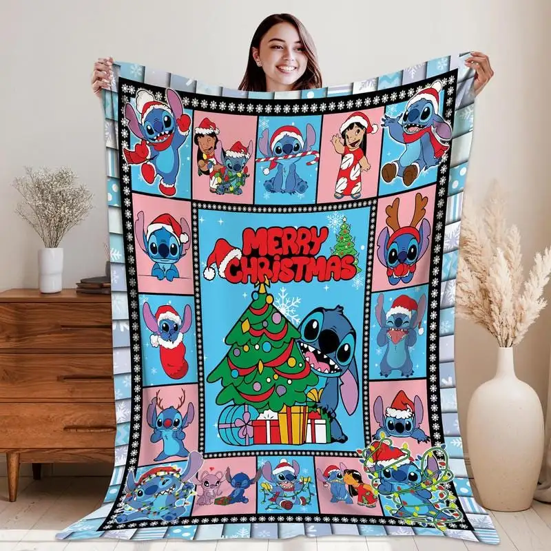 Disneyland Stitch Christmas Blanket, Christmas Lilo And Stitch Blanket, Disneyland Blanket Christmas Gifts 08, Merry Christmas Blanket