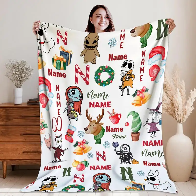 Personalized Jack Skellington And Sally Christmas Blanket Jack Skellington Blanket Nightmare Before XmasThrow Blanket Halloween Blanket 34