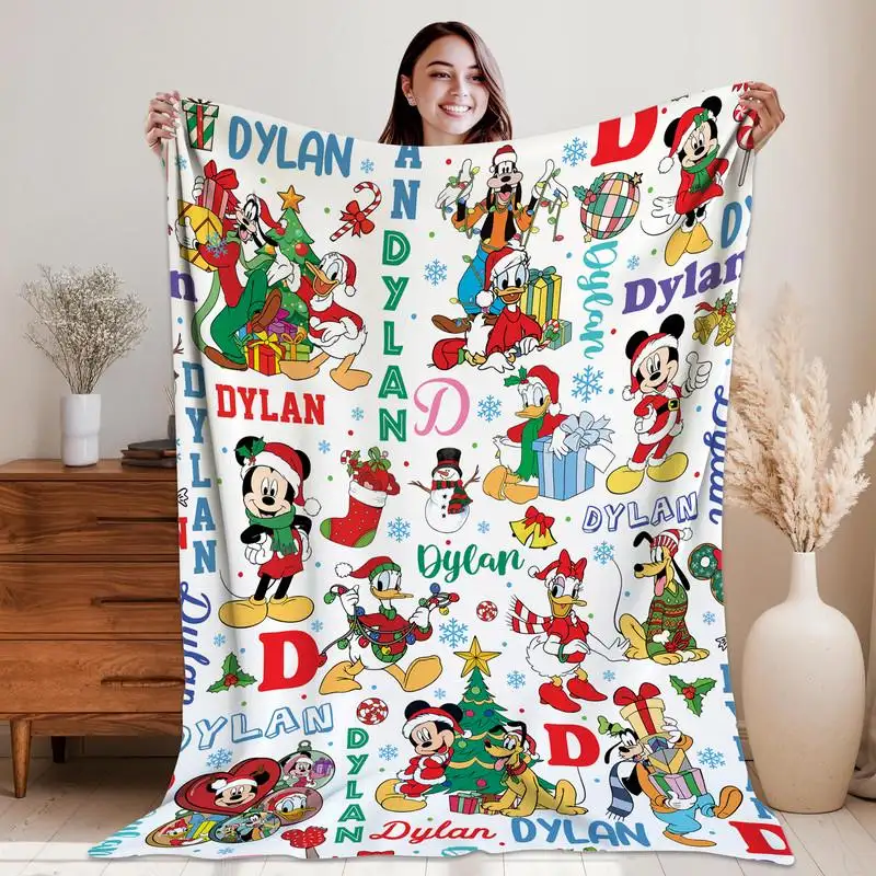 Personalized Mickey And Friends Christmas Blanket Mickey's Very Merry Christmas Party Home Decor Disneyland Blanket Christmas Gifts 02