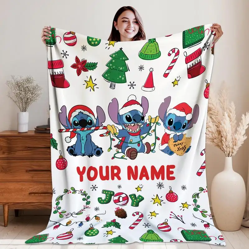 Disneyland Stitch Christmas Blanket Stitch Lilo Xmas Fleece Blanket Stitch Angel Disneyland Christmas Throw Blanket For Bed Couch Sofa 49