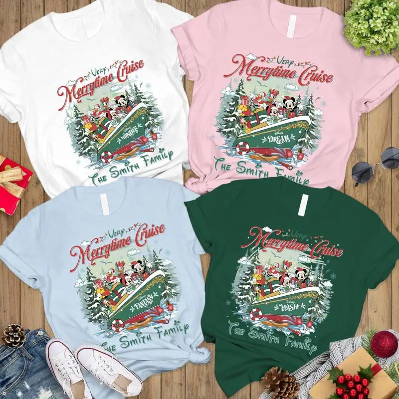 Personalized Disneyland Christmas Very Merrytime Cruise 2025 Shirts Disneyland Family Cruise Vacation Tee Matching Group Disneyland Xmas Tee