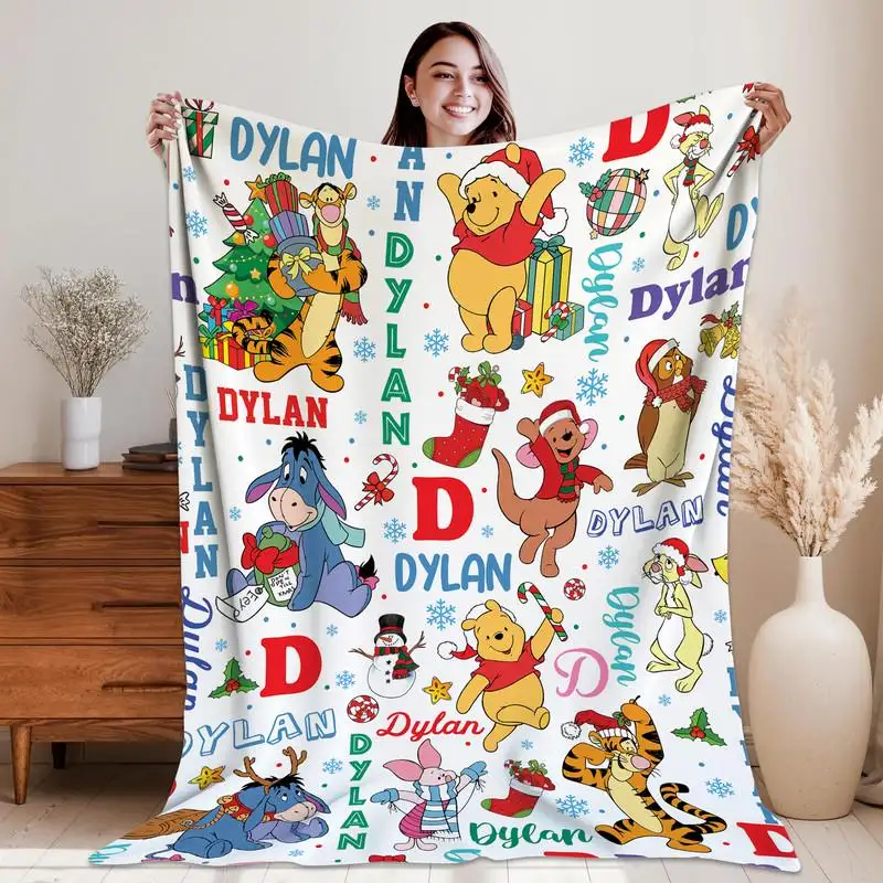 Personalized Winnie The Pooh Christmas Blanket Custom Pooh And Friends Christmas Blanket Magic Kingdom Fleece Blanket Disneyland Blanket 03