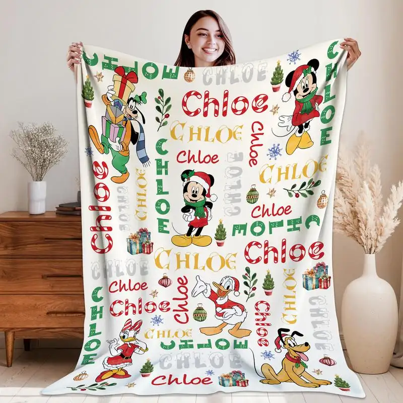 Personalized Disneyland Christmas Blanket Custom Mickey And Friends Christmas Blanket Magic Kingdom Fleece Blanket Disneyland Blanket 01