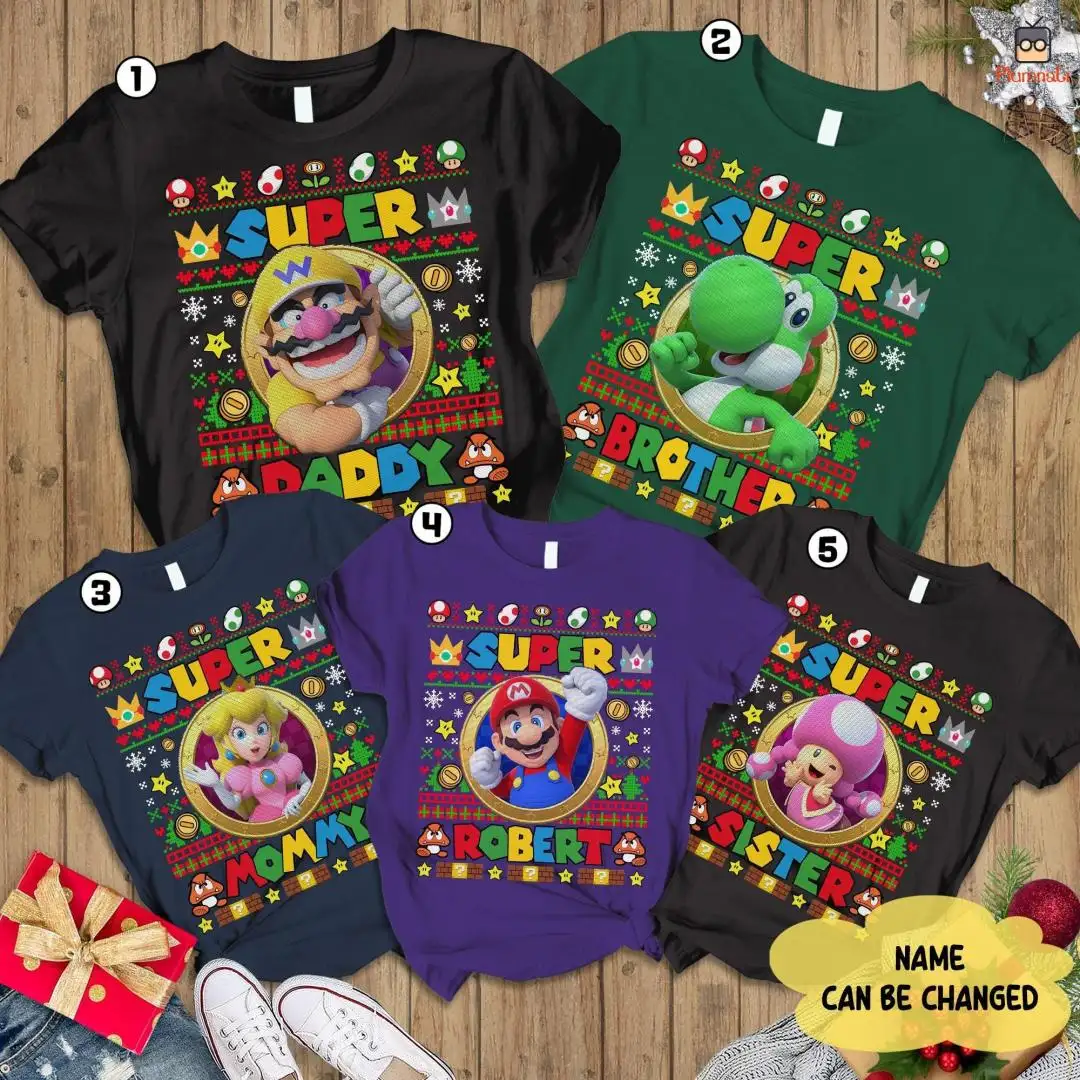 Mario Ugly Christmas Shirt, Family Vacation Shirt, Mario Family Christmas Shirt, Mario Group Matching Shirt, Mario Gaming Shirt