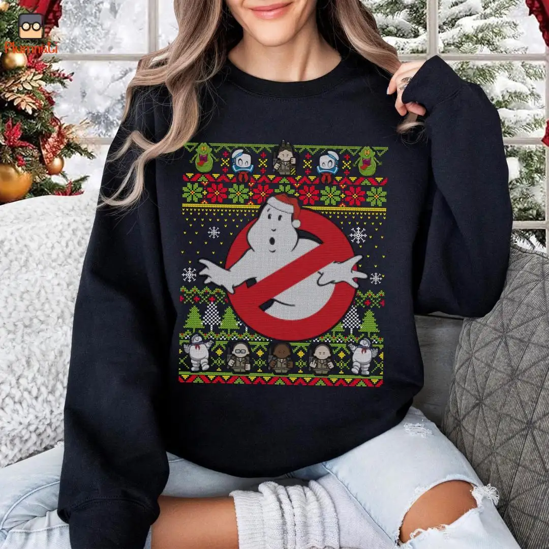 Bustin Ghostbusters Ugly Christmas Sweater, Christmas Vacation Shirt, Ghostbusters Christmas Shirt, Stay Puft Marshmallow Man Sweatshirt