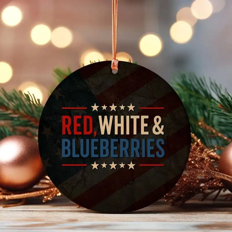 Red White and Blueberries Ornament Red White And Blueberries Charlie Kirk 1993-2025 Memorial Freedom Ornament Freedom USA Flag Ornament 03