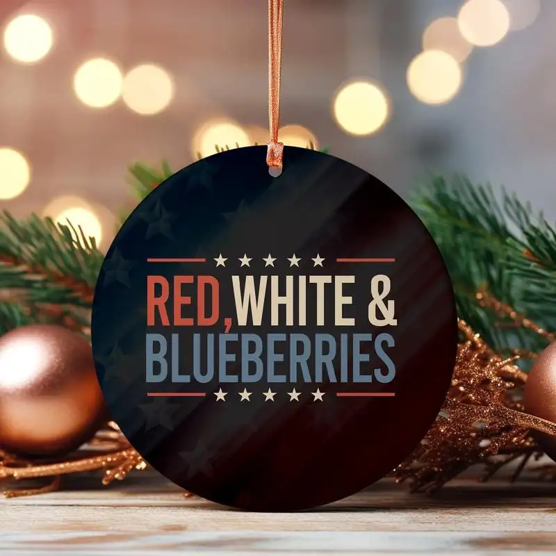 Red White And Blueberries Christmas Ornament Memorial Freedom Ornament Charlie Kirk Ornament Memory Patriotic Keepsake American Patriot Gift