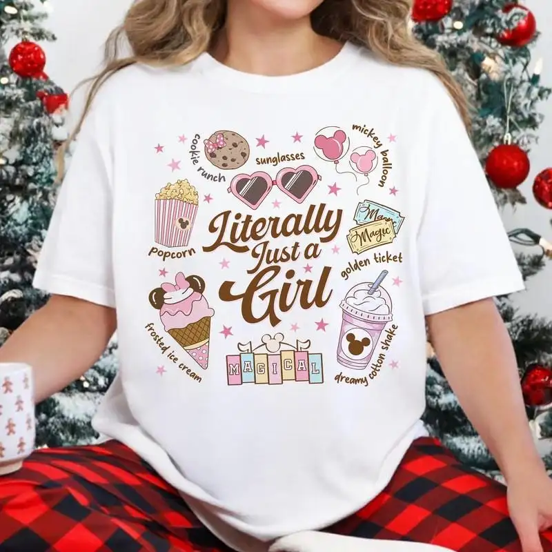 Disneyland Literally Just A Girl Christmas Shirt, Mickey Minnie Girl Trip Christmas Tee, Disneyland Family 2025 Christmas Shirt, Xmas Gift