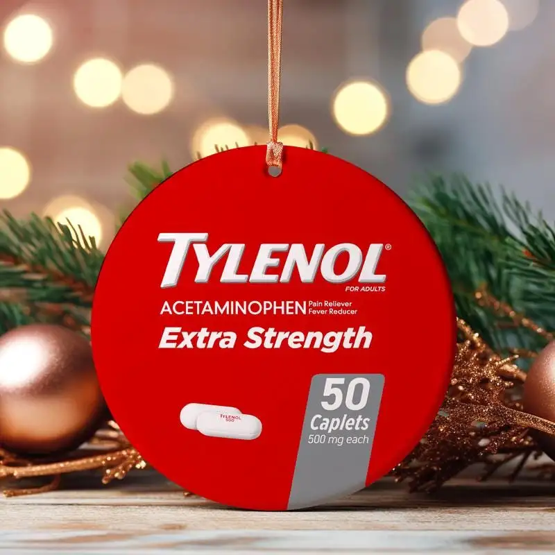 Tylenol Epsteinaminophen Medicine Ornament Pharmacist Christmas Tree Decor Tylenol Does Not Cause Autism ASD Support Anti-Trump Keepsake 03
