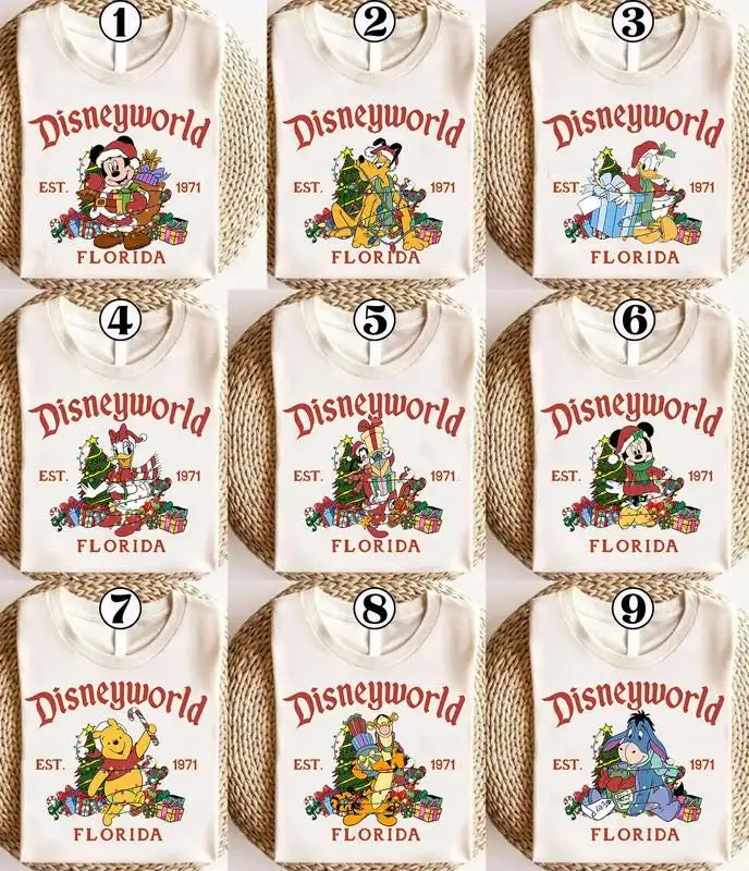 Comfort Colors Disneyworld All Characters Christmas Shirts, Mickey And Friends Christmas Tee, Disneyland Christmas Family Shirts, Xmas Party