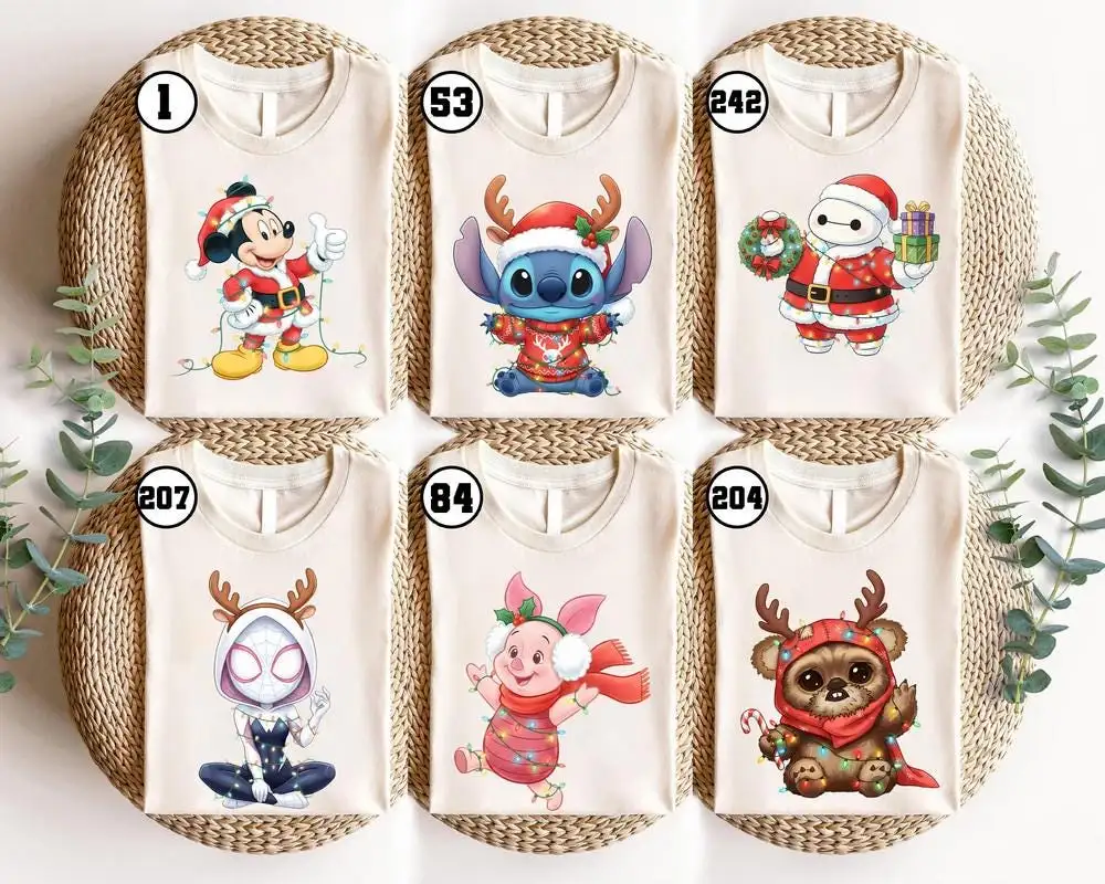 Disneyland All Characters Santa Christmas Lights Shirt, Disneyland Xmas Matching Tee, Xmas Gift 08, Very Merry Christmas Holiday Shirt