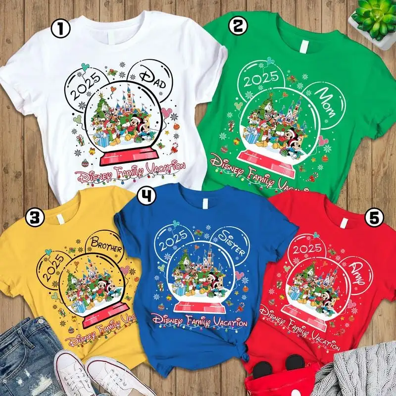 Personalized Disneyland 2025 Christmas Shirt Disneyland Family Vacation Christmas Shirt Disneyword Matching Xmas Shirt DisneyTrip 2026 Tee