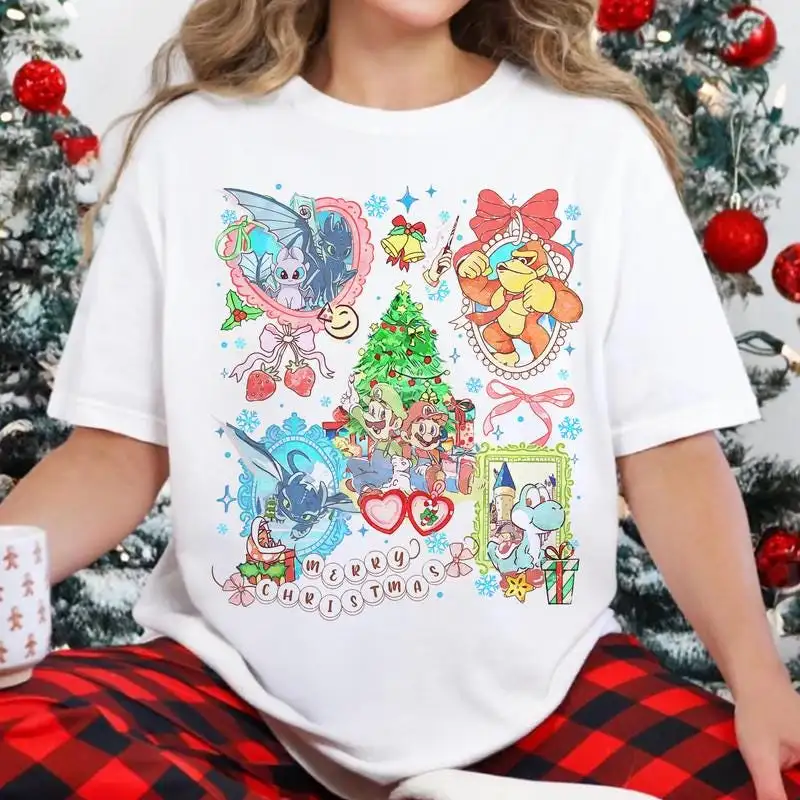 Watercolor Epic Universe Christmas Shirt, Magic Kingdom 18, Coquette Bow Disneyland Epic Universe Shirt, Universal Christmas Family Shirt