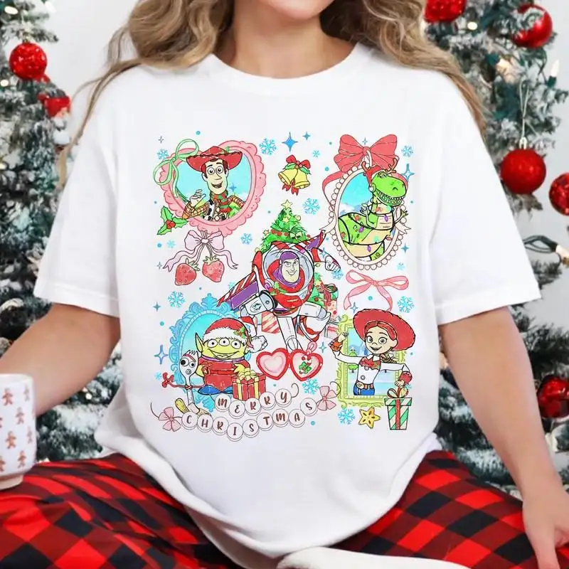 Disneyland Toy Story Christmas Shirt Watercolor Christmas Coquette Bow Tee Disneyworld Christmas Shirt Very Merry Christmas Party 2025 09