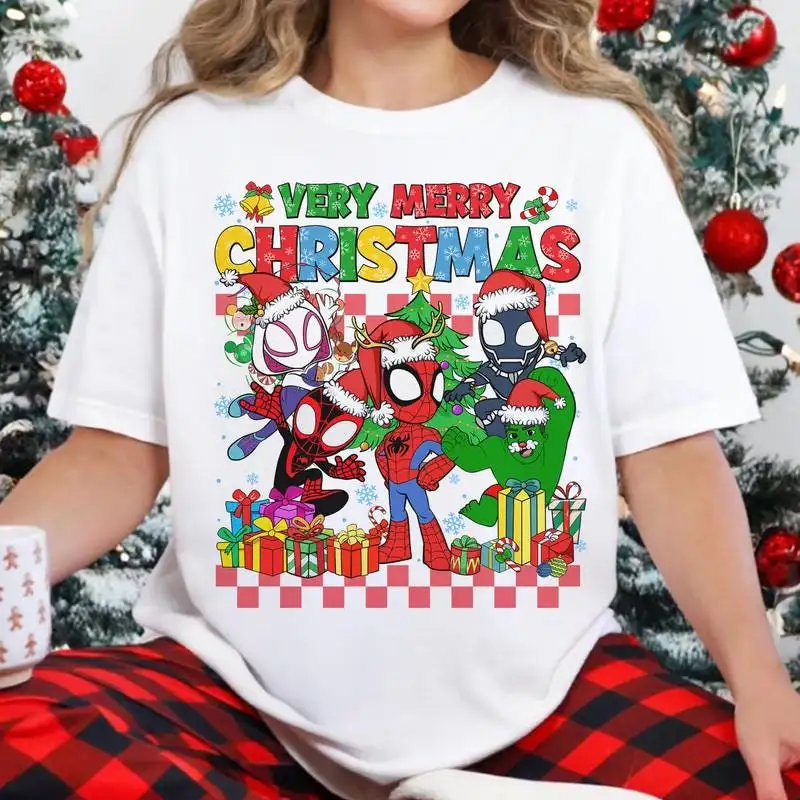 Very Merry Christmas Spidey And His Amazing Friends Shirt MCU Spider Man Christmas Tee Disneyland Christmas Tee Xmas Group Matching Shirt 02