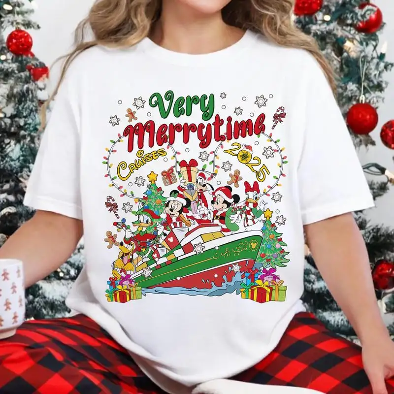 Mickey And Friends Very Merrytime Cruises 2025 Shirt, Christmas Cruise Family Matching, Disneyland Christmas Shirt, Christmas Party 03